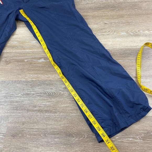 TOMMY HILFIGER Wide Leg Mid Rise Blue Wind Breaker Track Pants Women's Size 13 - Picture 9 of 12